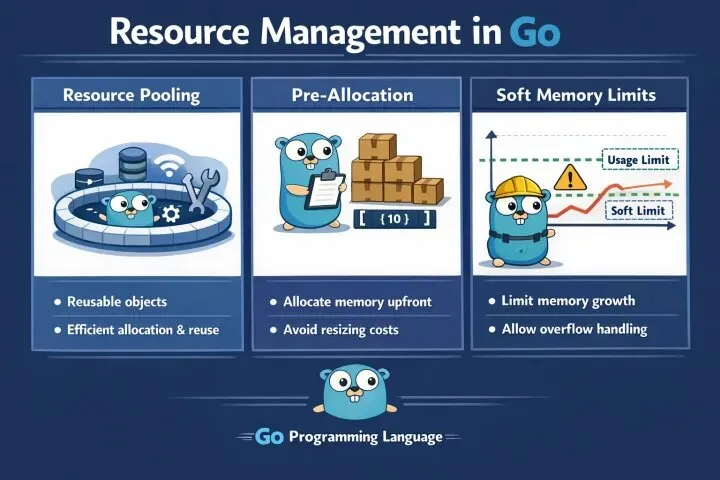 Resource Pooling, Pre-allocation, and Soft Memory Limits in GO programming language